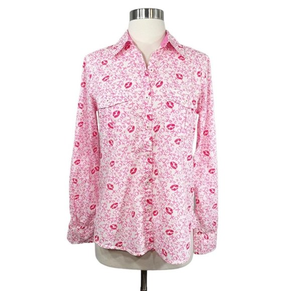 Lilly Pulitzer XOXO Lips Print Button Down Shirt - Picture 1 of 8